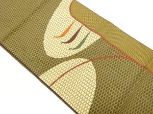 曲線に幾何学模様織出し名古屋帯